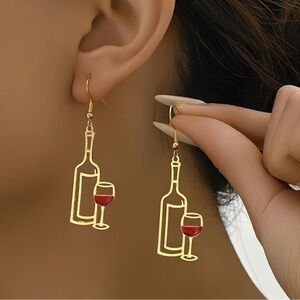 Gold Wine Bottle Earrings